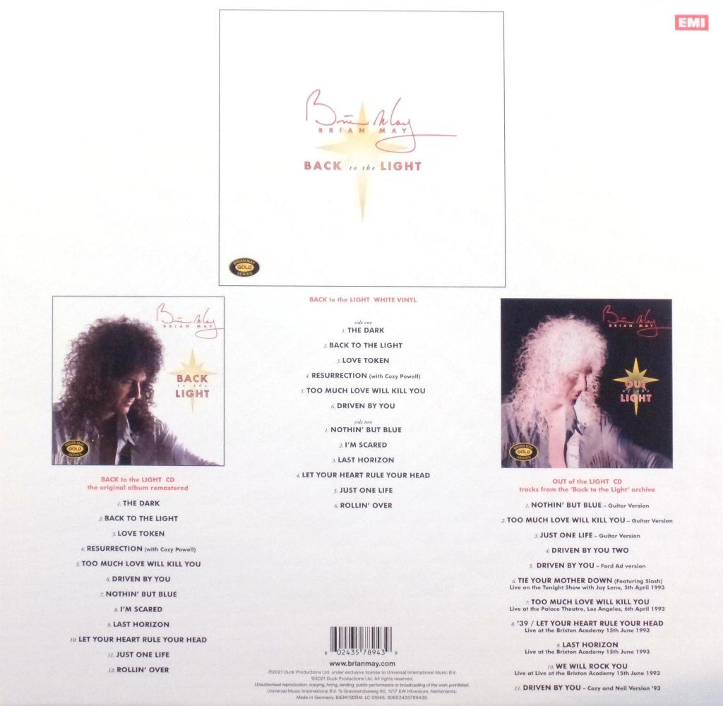 Brian May 'Back To The Light' boxed set back sleeve