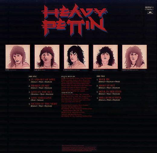 Heavy Pettin' 'Lettin' Loose' UK LP back sleeve