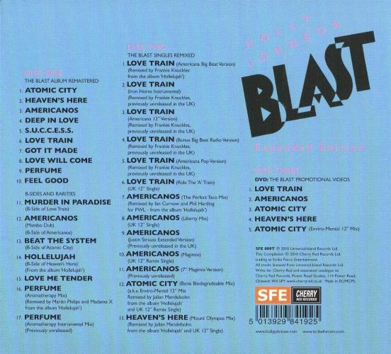 Holly Johnson 'Blast' UK CD triple disc back sleeve