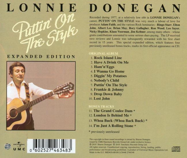Lonnie Donegan 'Puttin' On The Style' UK CD back sleeve