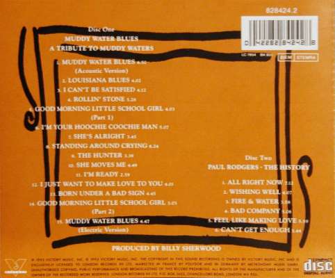 Paul Rodgers 'Muddy Water Blues' UK CD back sleeve