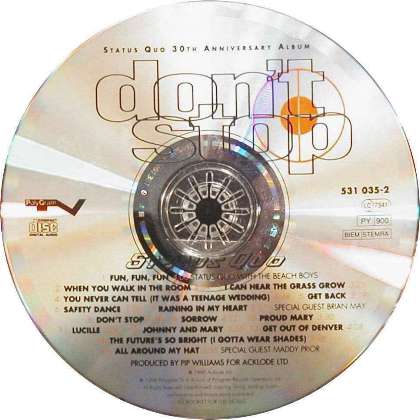 Status Quo 'Don't Stop' UK CD disc