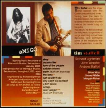 Tim Staffell 'Amigo' UK CD booklet back sleeve