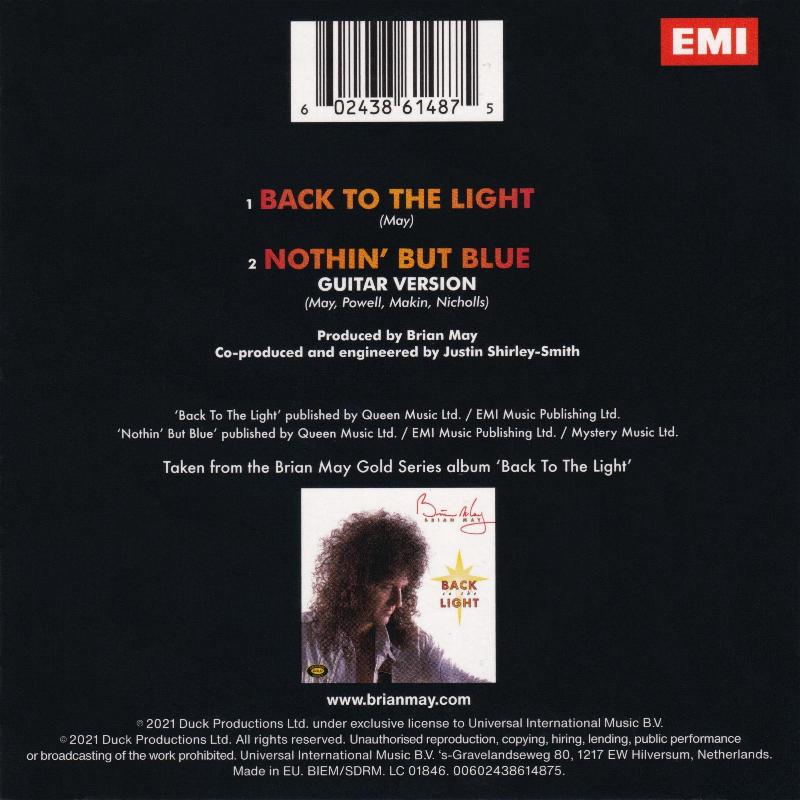 Brian May 'Back To The Light' UK 2021 reissue CD back sleeve