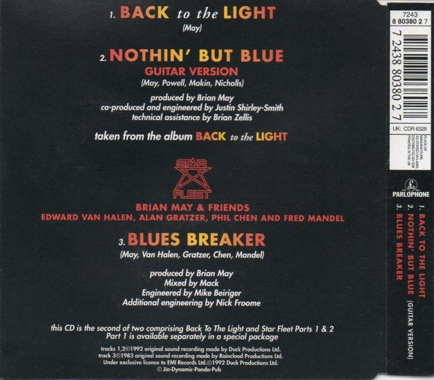 Brian May 'Back To The Light' UK CD2 back sleeve