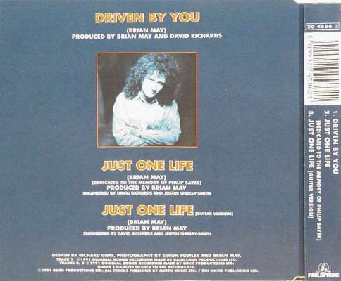 Brian May 'Driven By You' UK CD back sleeve