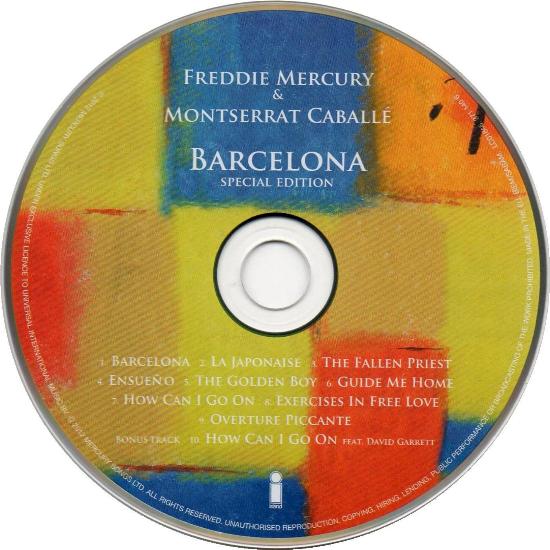 Freddie Mercury 'Barcelona - Special Edition' UK CD disc