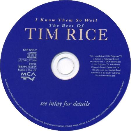 Various Artists 'The Best Of Tim Rice' UK CD disc