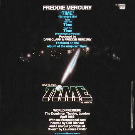 Freddie Mercury 'Time' UK 12" back sleeve