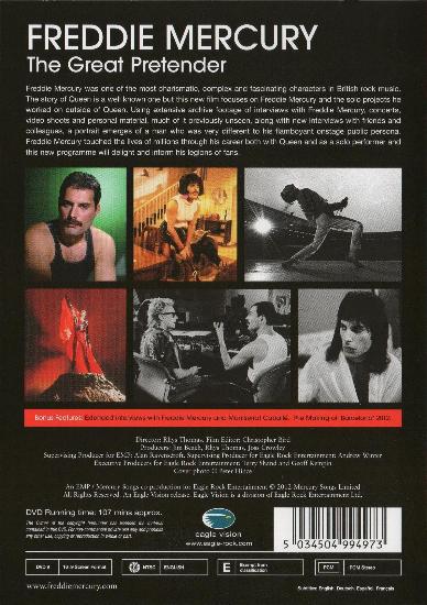 Freddie Mercury 'The Great Pretender' UK DVD back sleeve