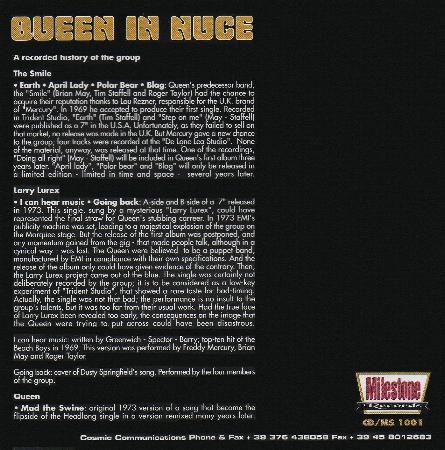 'Queen In Nuce' 1995 CD booklet back sleeve
