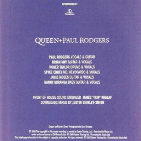 Queen & Paul Rodgers 'Europe Live' blank CD booklet back sleeve