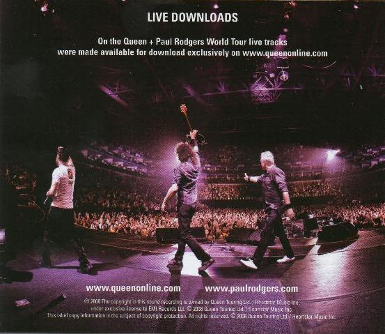 Queen & Paul Rodgers 'The Cosmos Rocks Tour' blank CD back sleeve