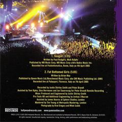 Queen + Paul Rodgers 'Live In Italy' US promo CD back sleeve