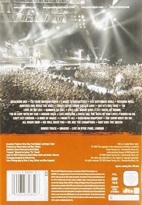 Queen + Paul Rodgers 'Return Of The Champions' UK DVD back sleeve