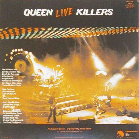 Queen 'Live Killers' UK LP back sleeve