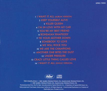 Queen 'Classic Queen' US CD promo back sleeve