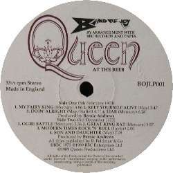 Queen 'Queen At The Beeb' UK LP label