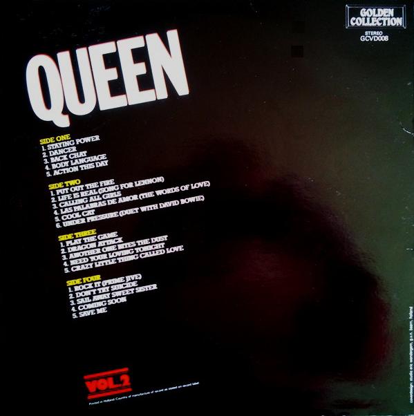 Queen 'The Golden Collection' Netherlands LP volume 2 back sleeve