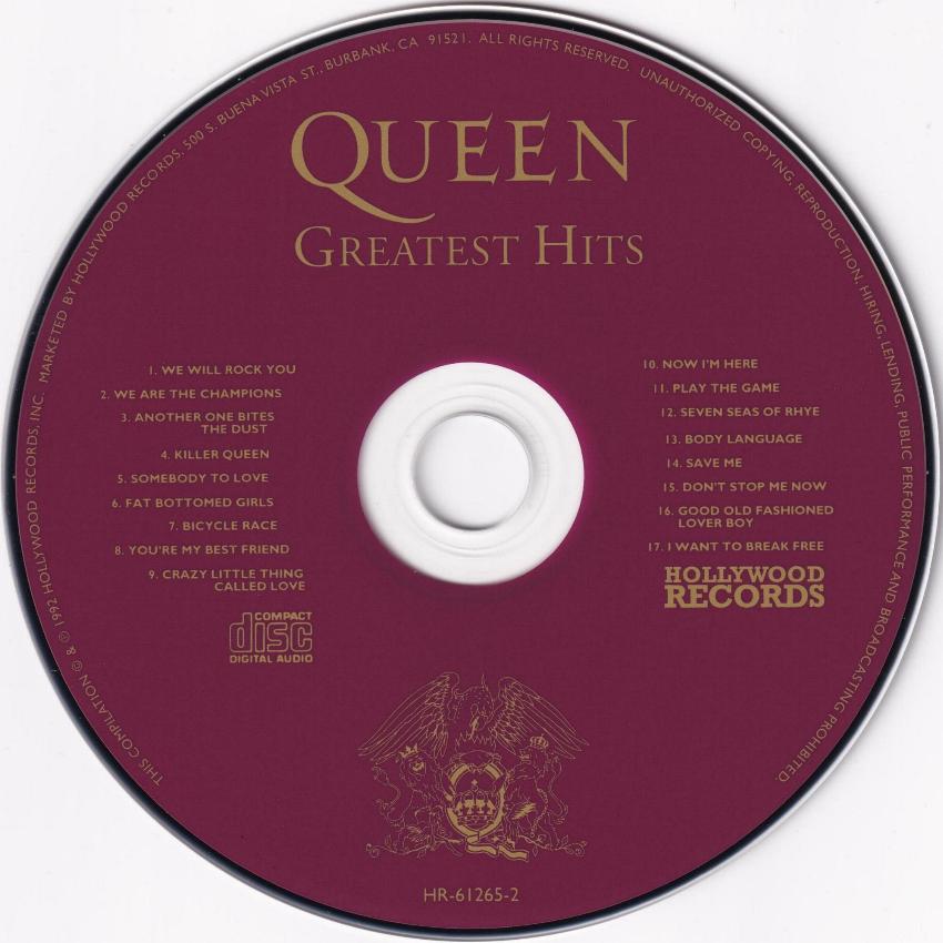 Queen 'Greatest Hits' US 1992 CD repressing disc