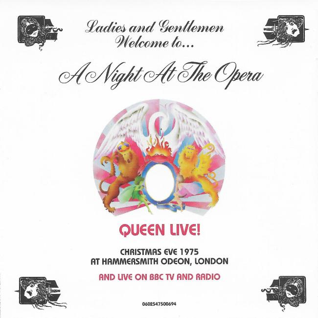 Queen 'A Night At The Odeon' UK CD booklet back sleeve