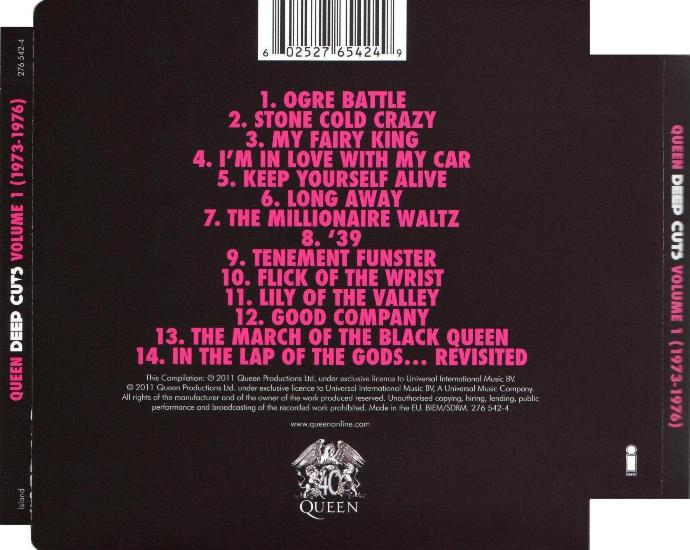 Queen 'Deep Cuts 1' UK CD back sleeve