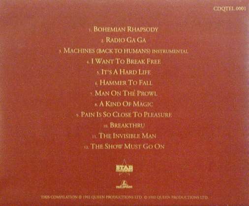 Queen 'The 12" Collection' CD back sleeve