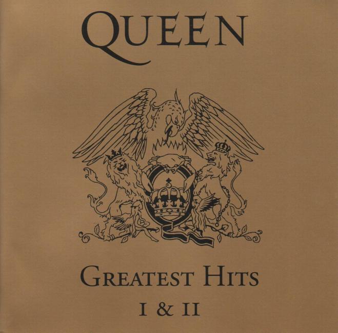Queen 'Greatest Hits I & II' UK Gold boxed set booklet front sleeve