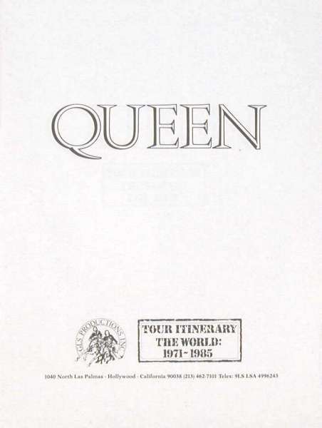 Queen 'The Complete Works' itinerary