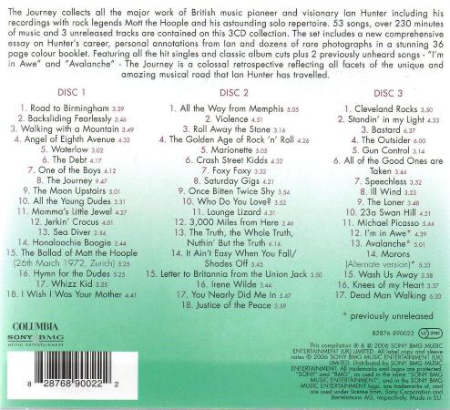 Mott The Hoople & Ian Hunter 'The Journey' UK CD slipcase back sleeve