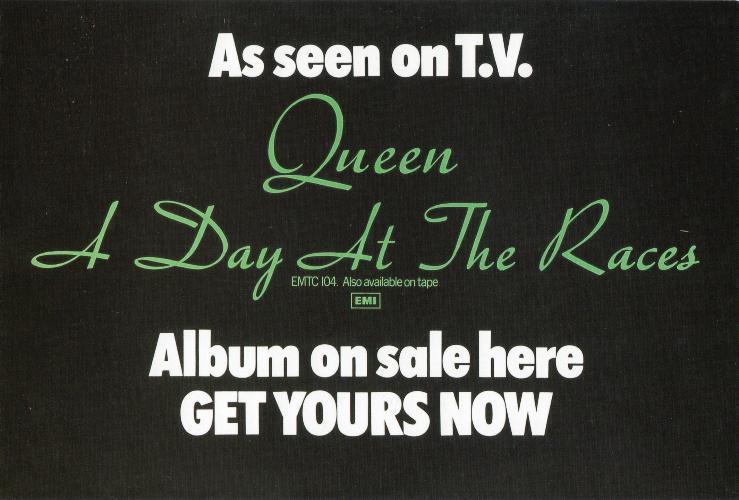 Queen 'A Day At The Races' promo flyer