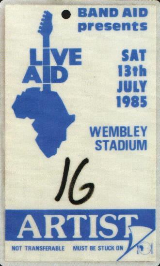 Live Aid backstage pass