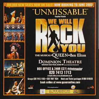 'We Will Rock You' musical flyer 3 front