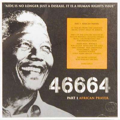 Various Artists '46664 Part 1 - African Prayer' UK CD front sleeve with sticker