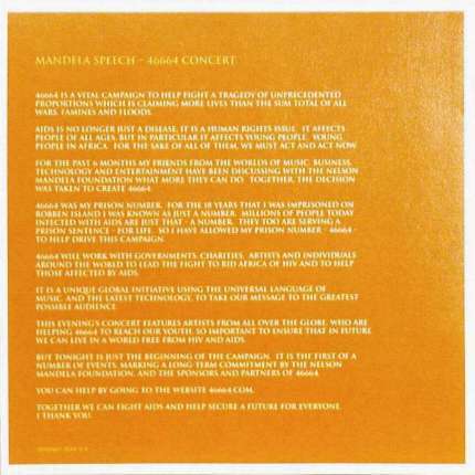 Various Artists '46664 Part 2 - Long Walk To Freedom' UK CD booklet back sleeve