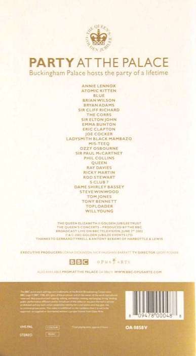 Various Artists 'Party At The Palace' UK VHS back sleeve