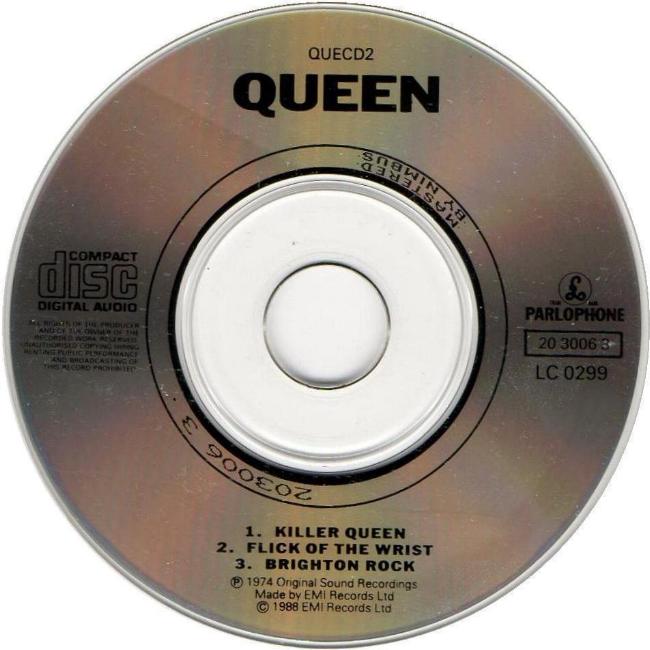 Queen 'Killer Queen' UK CD disc