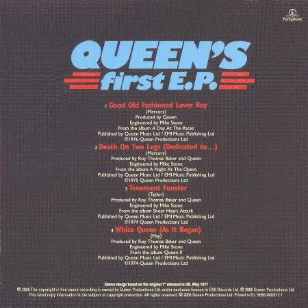 Queen 'Queen's First EP' UK Singles Collection CD back sleeve