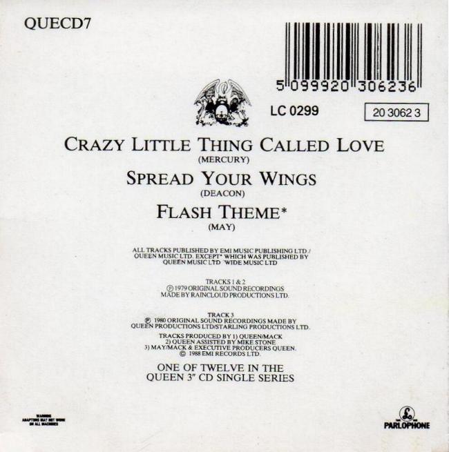 Queen 'Crazy Little Thing Called Love' UK CD back sleeve