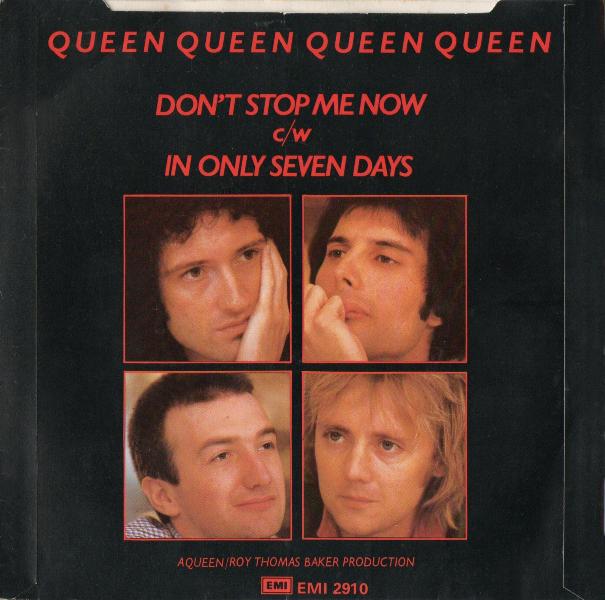 Queen 'Don't Stop Me Now' UK 7" back sleeve