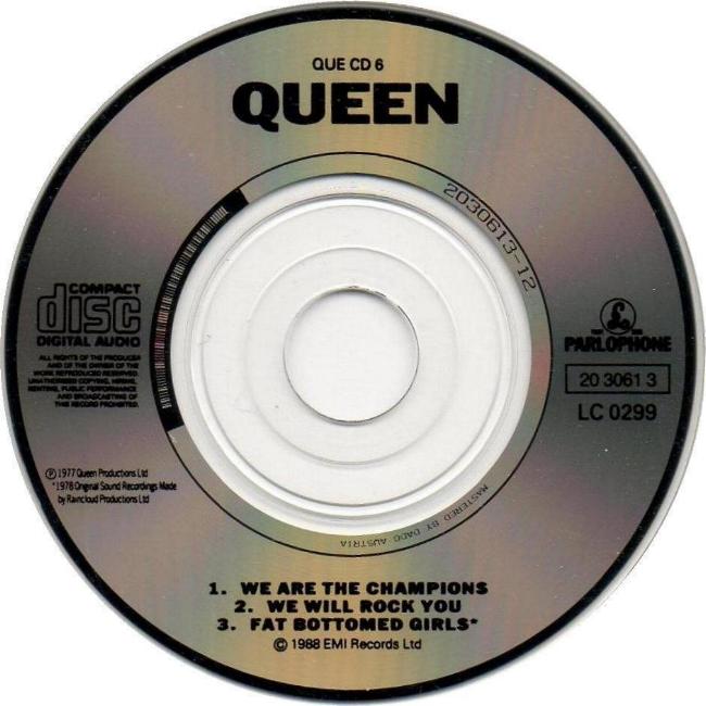 Queen 'We Are The Champions' UK CD disc