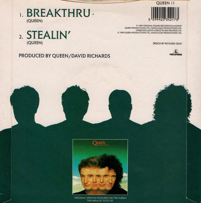 Queen 'Breakthru' UK 7" back sleeve