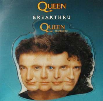Queen 'Breakthru' UK 7" shaped picture disc front sleeve