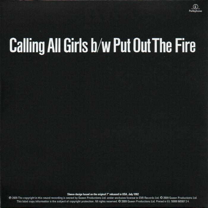 Queen 'Calling All Girls' UK Singles Collection CD back sleeve