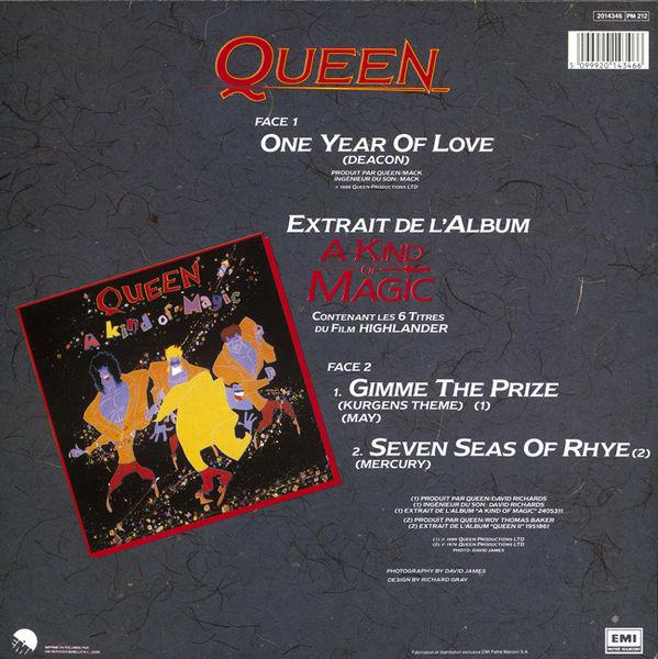 Queen 'One Year Of Love' French 12" back sleeve