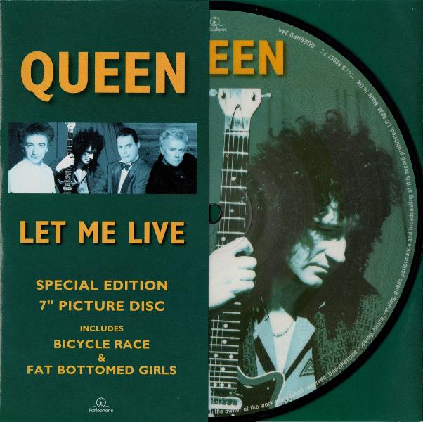 Queen 'Let Me Live' UK 7" picture disc front sleeve
