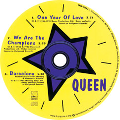 Queen 'One Year Of Love' US promo CD disc