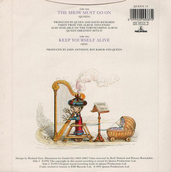 Queen 'The Show Must Go On' UK 7" back sleeve