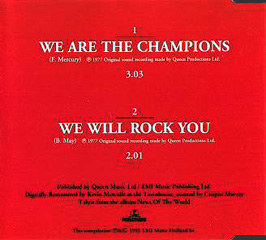 Queen 'We Are The Champions' Netherlands CD back sleeve