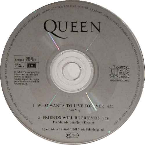 Queen 'Who Wants To Live Forever' Dutch CD disc